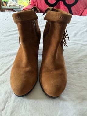 Sam Edelman Brown Suede Fringe Ankle Boots